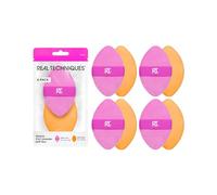 Real Techniques Miracle 2-In-1 Powder Puff, Dual-Sided Makeup Blending Puff, Reversible Elastic Band, Precision Makeup Sponge & Powder Puff, For Liquid, Cream & Powder Products, 4 Count
