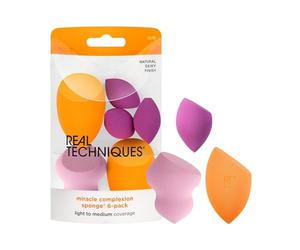 Real Techniques Miracle Complexion Sponges, Assorted Makeup Blending Sponges, Blend Foundation, Sculpt, and Conceal, Buildable Coverage, Latex-Free, 6 Count
