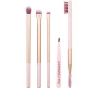 Real Techniques Makeup Brushes Eye Brushes Natural Beauty Tapered Shadow Brush 355 + Brow Highlighter Brush 354 + Flat Liner 326 + Brow Duo Brush RT 353 + Fine Point Tweezer