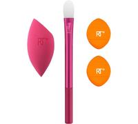 Real Techniques Vivid Escape Bright Eyes Concealer 4 Piece Set, Includes Kitten Paw Makeup Brush, Powder Puff, & Concealer Makeup Blending Sponge, Targeted Concealing, Travel Friendly, Cruelty-Free