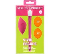 Real Techniques Vivid Escape Bright Eyes Concealer 4 Piece Set, Includes Kitten Paw Makeup Brush, Powder Puff, & Concealer Makeup Blending Sponge, Targeted Concealing, Travel Friendly, Cruelty-Free