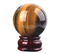 Real Tiger's Eye Stone Crystal Ball Crystal Divination Sphere Sculpture Figurine Gemstone Ball Feng Shui Aura Home Desk Decor Ornament,10cm/3.9in