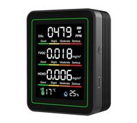 Real time 5in1 Air Monitor Indoor and Humidity Detection with Rechargeable Battery (Black)