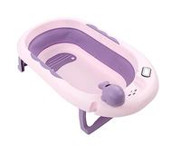 Real -time Temperature Bathtub, Folding Unloading Hole of the Tank At a Temperature for Children Prevent Scismere for Daily Use (Purple)
