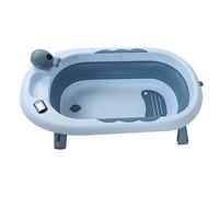 Real -time Temperature Bathtub, Folding Unloading Hole of the Tank At a Temperature for Children Prevent Scismere for Daily Use (Light Blue)