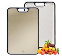 Real Titanium Chopping Board - not Stainless Steel - Hygienic, Sturdy, Easy to Clean, Double-Sided with Wheat Straw by Giftly Moment
