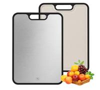 Real Titanium Chopping Board - not Stainless Steel - Hygienic, Sturdy, Easy to Clean, Double-Sided with Wheat Straw by Giftly Moment