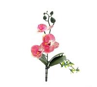 Real Touch Artificial Phalaenopsis Orchid Lifelike Fake Flowers With Clear Texture, Faux Orchid Arrangement With White Ceramic Vase For Office Wedding Decor(striped red)