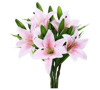 Real Touch Artificial Tiger Lily for Home Wedding Party Decor, Vibrant Eco-Friendly Latex Flowers, Pack of 5, Flexible Stem for Creative Arrangements