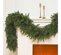 Real Touch Cedar Garland, Cedar Garland Thick, Faux Cedars Pine Garlands, Outdoor Prelit Christmas Garlands for Fireplace, Stairs, Dining Table (1.8m,without Light)