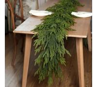 Real Touch Christmas Norfolk Pine Garland - 9ft Artificial Christmas Garland Fake Pine Needles Faux Green Garland for Fireplace,Table,Window,Stairs,Mante,Holiday Indoor Outdoor Xmas Decor(1PCS)