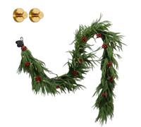 Real Touch Deluxe Norfolk Pine Garland - 3.2/4.9/6/9ft with Lights, Artificial Cedar Garland Real Touch Winter Greenery, Pre-Lit Christmas Garland for Mantle,Fireplace,Table,Wall (B1,6)