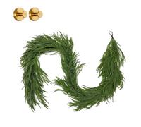 Real Touch Deluxe Norfolk Pine Garland - 3.2/4.9/6/9ft with Lights, Artificial Cedar Garland Real Touch Winter Greenery, Pre-Lit Christmas Garland for Mantle,Fireplace,Table,Wall (A1,6)