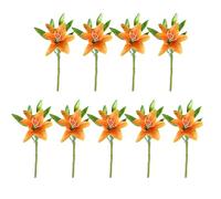 Real Touch Lilies Long-lasting Artificial Blooms 9 Pcs Lily Flowers for Easter Realistic White Fake Tiger Spring Wedding Home Orange