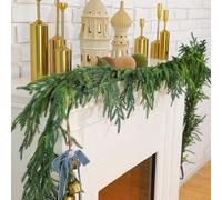 Real Touch Norfolk Pine Wreath for Front Door, Artificial Christmas Garland, Green Faux Wreath for Wall Windows Mantle Outdoors Christmas Decoration (B)