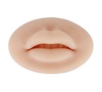 Real Touch Soft Semi-Permanent 3D Silicone Lips with Fake for Training Lips Ear Tongue Eye Mouth 3D Silicone with Display Stand Practice Tool for Piercing Model Home Medicine(dark skin)