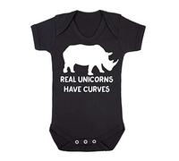 Real Unicorns Have Curves Body Positive Image Rhino Baby Grow Vest, 0-3 Months, Black