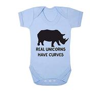 Real Unicorns Have Curves Body Positive Image Rhino Baby Grow Vest, 3-6 Months, Pastel Blue
