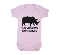 Real Unicorns Have Curves Body Positive Image Rhino Baby Grow Vest, 6-12 Months, Pastel Pink