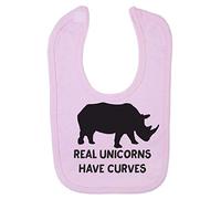 Real Unicorns Have Curves Body Positive Image Rhino Cotton Baby bib - Pastel Pink