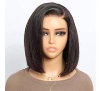 Real Wear and Go Glueless Bob Wig Human Hair For Black Woman Upgraded Bleached Invisible Knots Pre Plucked Pre Cut 5x6 HD Lace Front Wig 200% Brazilian Virgin Human Hair Natural Black Color 10 Inch