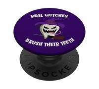 Real Witches Brush Their Teeth Monster Tooth Halloween PopSockets Adhesive PopGrip