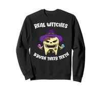Real Witches Brush Their Teeth Monster Tooth Halloween Sweatshirt