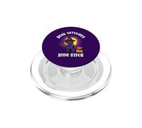 Real Witches Ride Stick Funny Black Cat Halloween PopSockets PopGrip for MagSafe