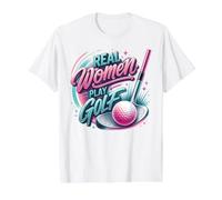 Real Women Play Golf Female Golfer Design Value Graphic T-Shirt, Men, White, L