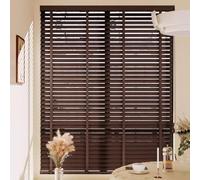 Real Wood Venetian Blinds,50mm Horizontal Slats Wooden Blackout Blinds,Privacy Curtains,Home Office Window Treatment,Light Control/Breathable Shutters for Inside (Walnut,80x180cm/31x71in)
