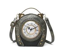 Real Working Clock Handbags Antique Clock Design Women Evening Cross Body Shoulder Bag,Messenger Bag for Women Girls, Gray,peach