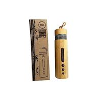 Real World LifeStyle Bamboo Water Bottle, Glass water Bottle Leak Proof Clear Water Bottle with Screw Cap, Spill-Proof Travel Bottle for Home Gym Office, 500ml, 19oz BPA Free
