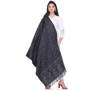Real Yak Wool shawl Himalayan Made Reversible Paisley Floral Print Ethnic DOUBLE Sided Scarf/Wrap/Blanket -Ideal Xmas Gift (Navy Blue)