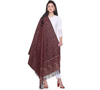 Real Yak Wool shawl Himalayan Made Reversible Paisley Floral Print Ethnic DOUBLE Sided Scarf/Wrap/Blanket -Ideal Xmas Gift (Burgundy)