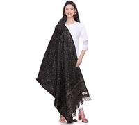 Real Yak Wool shawl Himalayan Made Reversible Paisley Floral Print Ethnic DOUBLE Sided Scarf/Wrap/Blanket -Ideal Xmas Gift (Black)