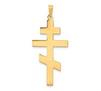 Real Yellow Gold Eastern Orthodox Cross Pendant, Religious Jewelry (15x29mm)