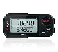 Realalt 3DTriSport 3D Walking Pedometer with Clip & Strap, Accurate Step Counter with 30-Day Memory, Distance in Miles/KM Large Display Perfect for Seniors & Beginners eBook Included - Stealth Black