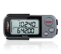 Realalt 3DTriSport 3D Walking Pedometer with Clip & Strap, Accurate Step Counter with 30-Day Memory, Distance in Miles/KM Large Display Perfect for Seniors & Beginners eBook Included - Grey/Black