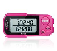 Realalt 3DTriSport 3D Walking Pedometer with Clip & Strap, Accurate Step Counter with 30-Day Memory, Distance in Miles/KM Large Display Perfect for Seniors & Beginners eBook Included - Magenta