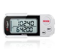 Realalt 3DTriSport 3D Walking Pedometer with Clip & Strap, Accurate Step Counter with 30-Day Memory, Distance in Miles/KM Large Display Perfect for Seniors & Beginners eBook Included - White