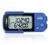 Realalt 3DTriSport 3D Walking Pedometer with Clip & Strap, Accurate Step Counter with 30-Day Memory, Distance in Miles/KM Large Display Perfect for Seniors & Beginners eBook Included - Blue