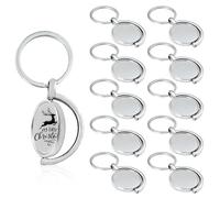 Realand 10Pcs Metal Sublimation Keychain Blanks, 2 Side 360°Rotating Key Chains Dog Tags Key Labels, Half Round