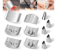 Realand 11pcs Stainless Steel Finger Guards for Cutting Food, Hand Shield Saver Finger Protector Avoid Injury When Cutting Vegetables, Slicing and Dicing Safe Chopping Tools