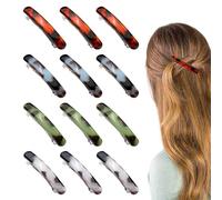 Realand 12 Pack French Hair Barrettes for Women, Automatic Barrette Clips for Fine Thin Thick Hair, 2.5in Tortoise Shell Small Hair Clips Accessories, Oval - 4 Colors
