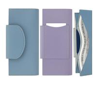 Realand 2 Pack 2-Slot Cash Envelope Wallet, Money Organizer & Credit Card Holder, PU Leather Cash Stuffing Wallet for Women Men Budgeting Cash Check Bill, Blue + Purple