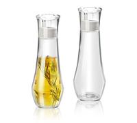 Realand 2 Pack Olive Oil and Vinegar Dispenser Bottle, Glass Soy Sauce Dispenser Cruet Set with No-Drip Stainless Steel Spout and Dust Cap for Kitchen Cooking, 260ml