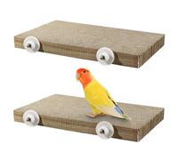 Realand 2 Pack Parrot Perch Bird Chew Toys, Large Cardboard Parakeet Cage Stand Playground, Conure Platform Cockatiel Shredding Grinding Cage Accessories for Budgie Cockatoo, 12.2 x 7.7 x 1.2in