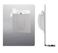 Realand 2 Pack Stick on Mouse Holder for Laptop, Widened Mouse Pouch Slim Pocket with Adhesive, Elastic Sleeve for Wireless Mouse, Hard Drive, Pen, Grey