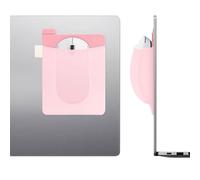 Realand 2 Pack Stick on Mouse Holder for Laptop, Widened Mouse Pouch Slim Pocket with Adhesive, Elastic Sleeve for Wireless Mouse, Hard Drive, Pen, Pink