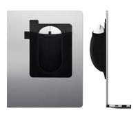 Realand 2 Pack Stick on Mouse Holder for Laptop, Widened Mouse Pouch Slim Pocket with Adhesive, Elastic Sleeve for Wireless Mouse, Hard Drive, Pen, Black